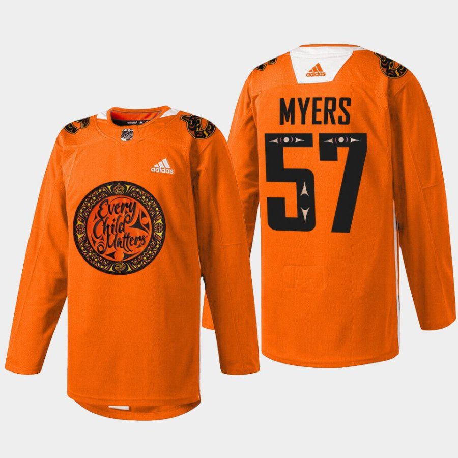 men canucks tyler myers warmup national day for truth and reconciliation 2022 orange jersey