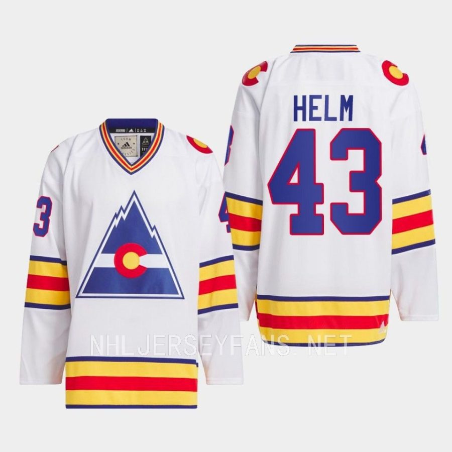 men colorado rockies darren helm 1977 hockey team classic white jersey