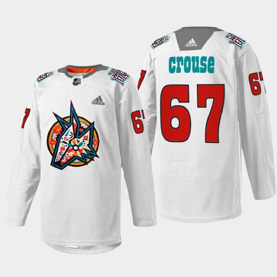 men coyotes lawson crouse warmup los yotes night 2022 white jersey