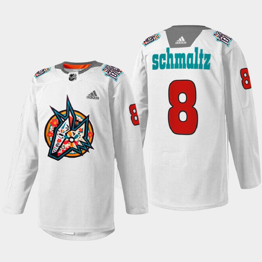 men coyotes nick schmaltz warmup los yotes night 2022 white jersey