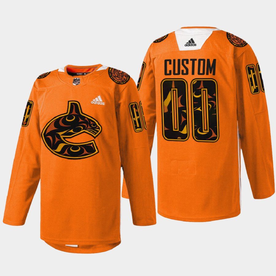 men custom canucks orange 2022 first nations night every child matters jersey