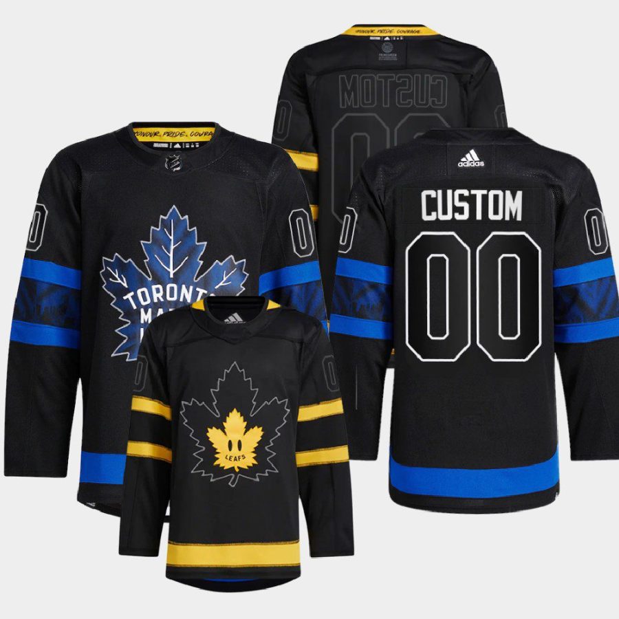 men custom maple leafs black alternate drew house authentic reversible jersey