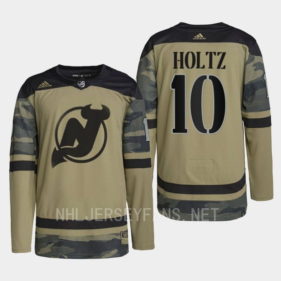 men devils alexander holtz 2022 authentic practice military appreciation camo jersey