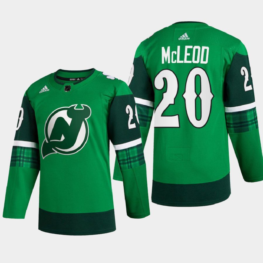 men devils michael mcleod warm up st patricks day 2022 green jersey