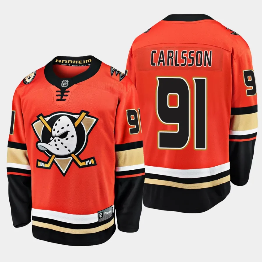 men ducks leo carlsson men 2023 nhl draft home breakaway player orange jersey