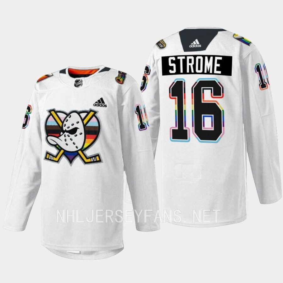 men ducks ryan strome warm up pride night 2023 white jersey