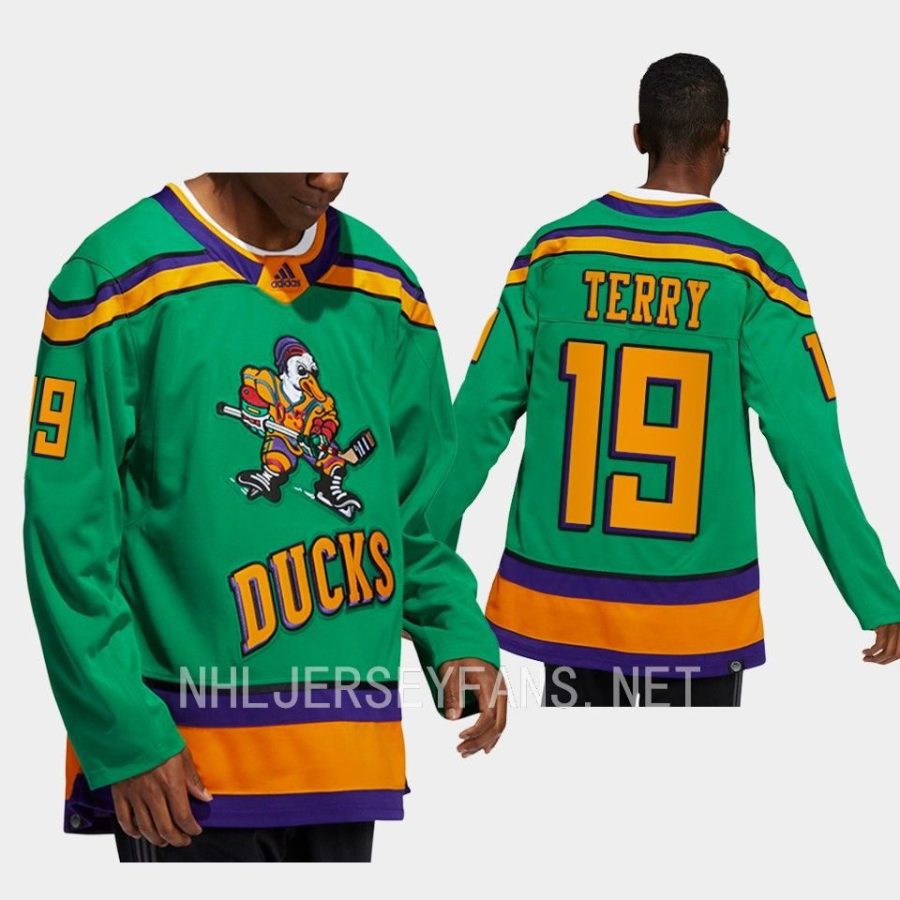 men ducks troy terry authentic mighty ducks green jersey