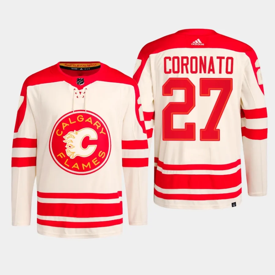 men flames matt coronato primegreen 2023 nhl heritage classic authentic player cream jersey