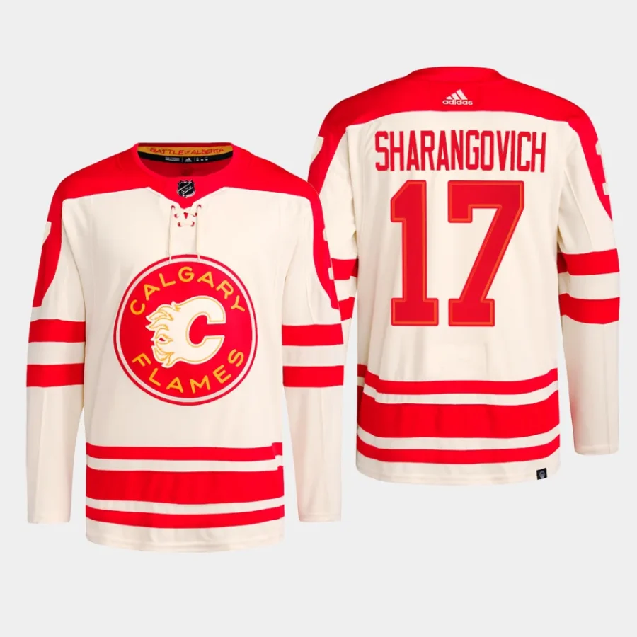 men flames yegor sharangovich primegreen 2023 nhl heritage classic authentic player cream jersey