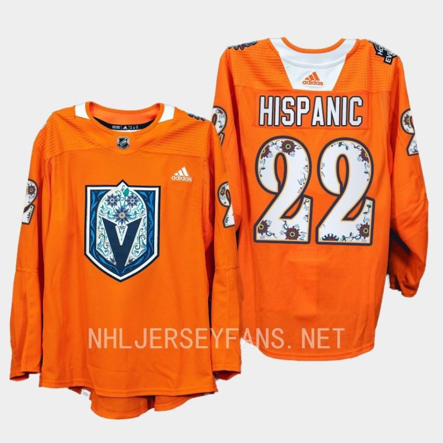 men golden knights 2022 warmups hispanic heritage night orange jersey