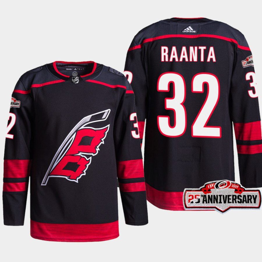 men hurricanes antti raanta 2022 23 25th anniversary authentic home black jersey