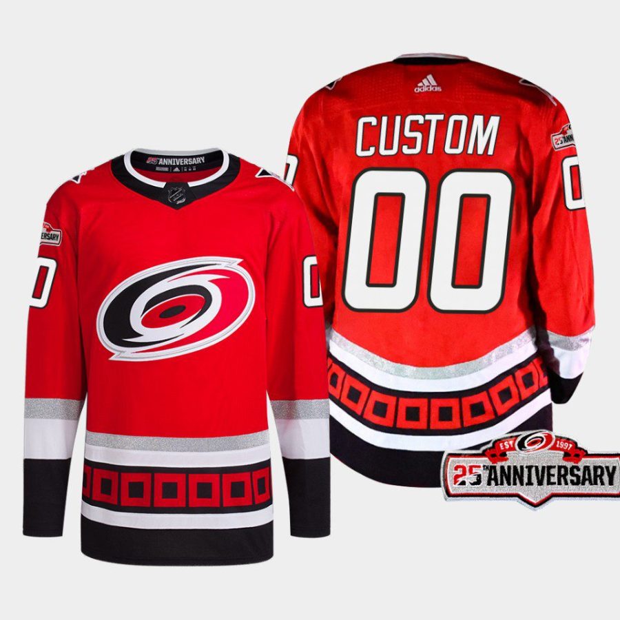 men hurricanes custom 2022 23 25th anniversary third red jersey