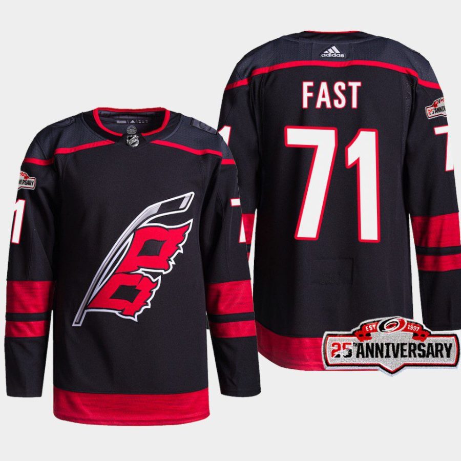 men hurricanes jesper fast 2022 23 25th anniversary authentic home black jersey