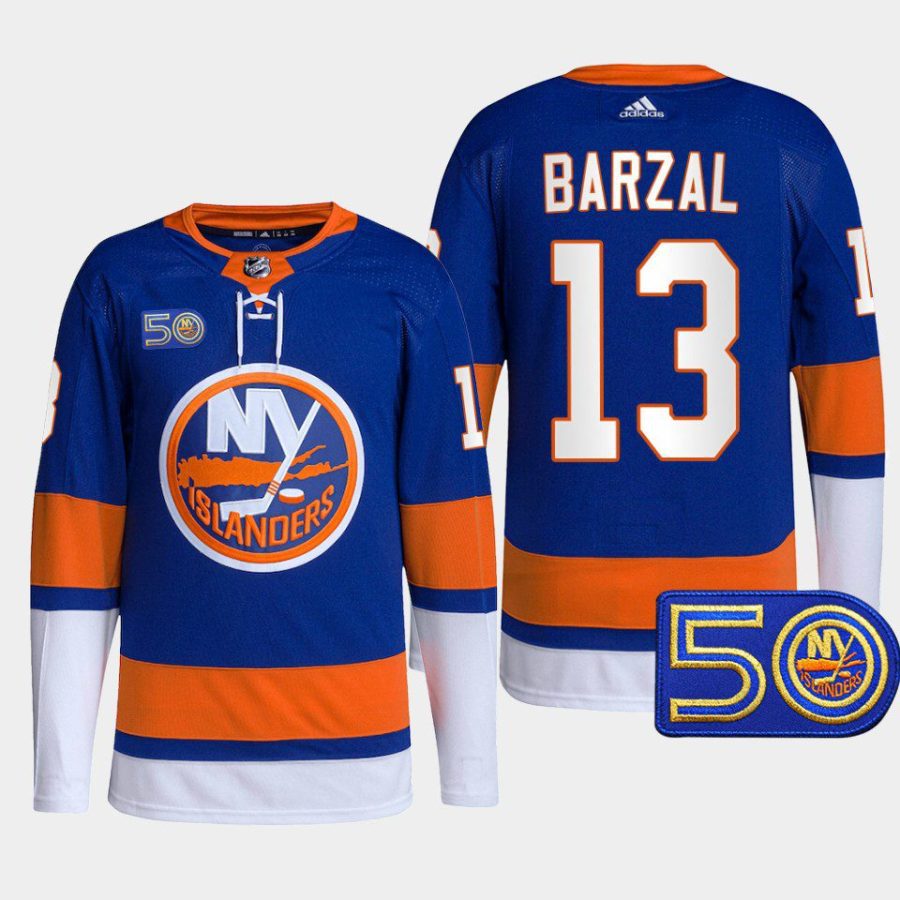 men islanders mathew barzal primegreen authentic 50th anniversary royal jersey