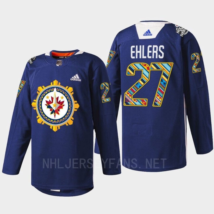 men jets nikolaj ehlers warmup filipino heritage night 2022 navy jersey