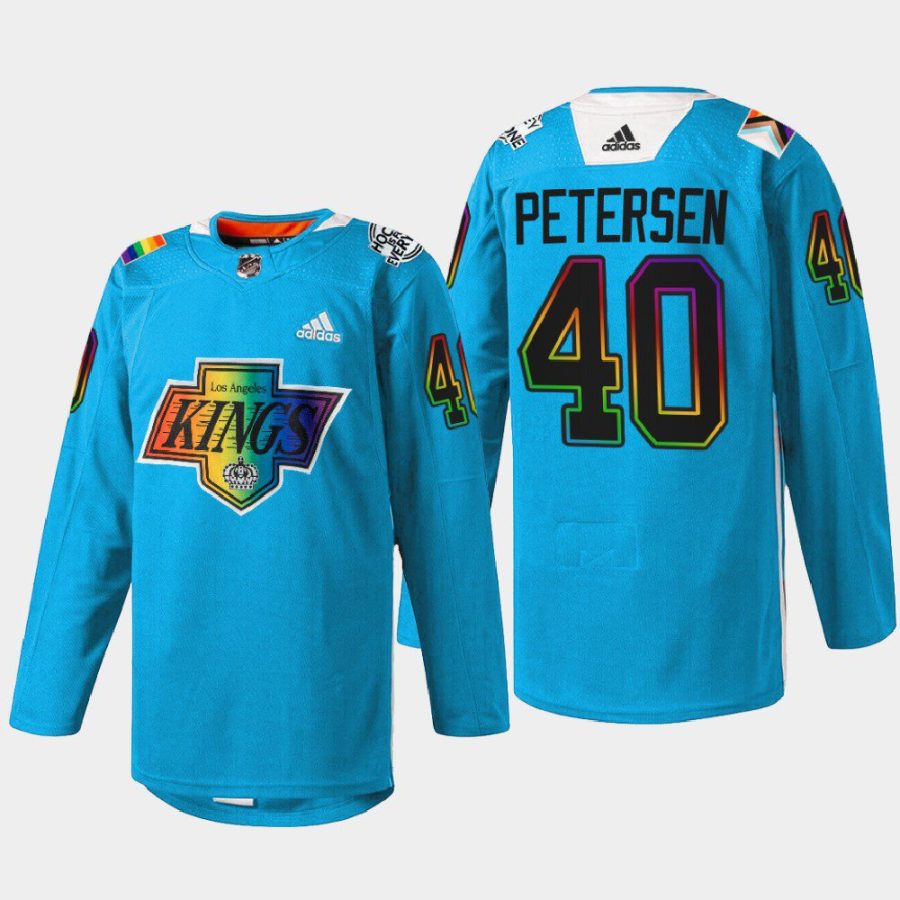 men kings cal petersen 2022 warm up pride night blue jersey