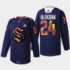 men kraken jamie oleksiak 2022 stevie artwork warmup women of hockey navy jersey