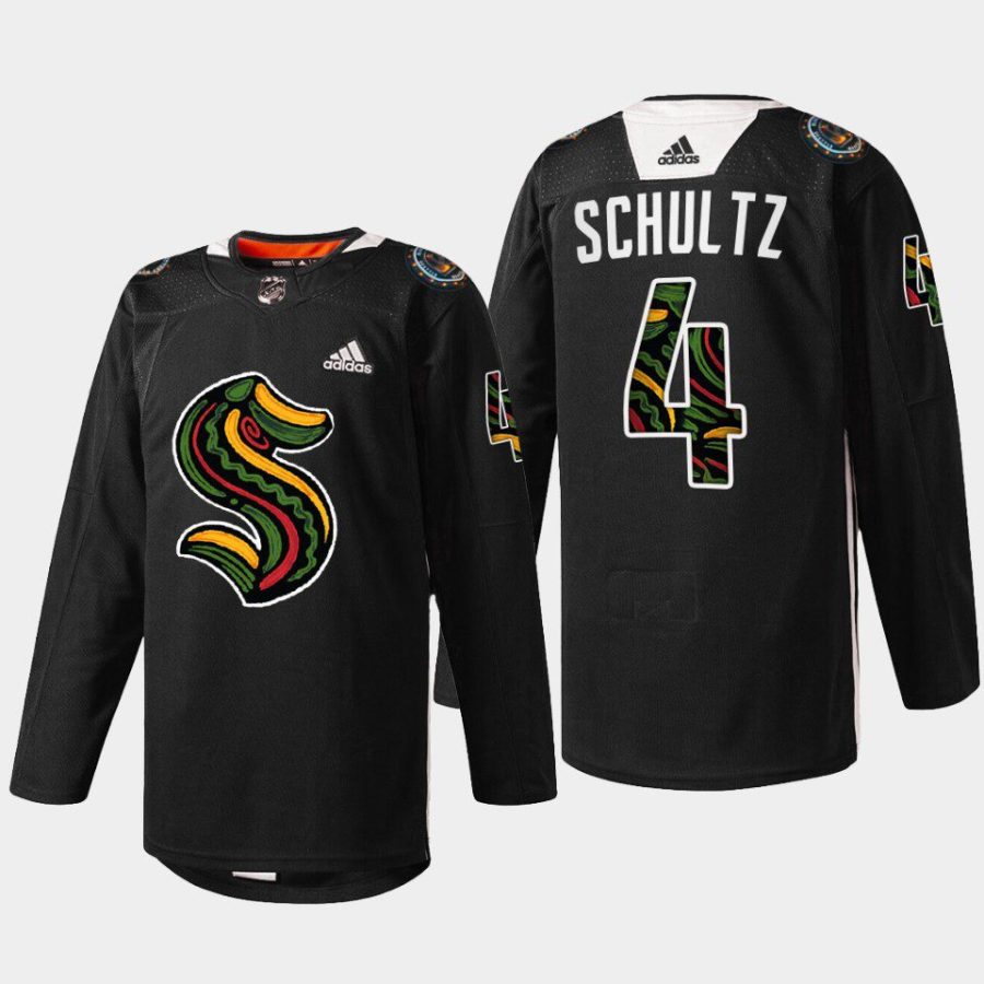 men kraken justin schultz warmup black history month 2022 black jersey