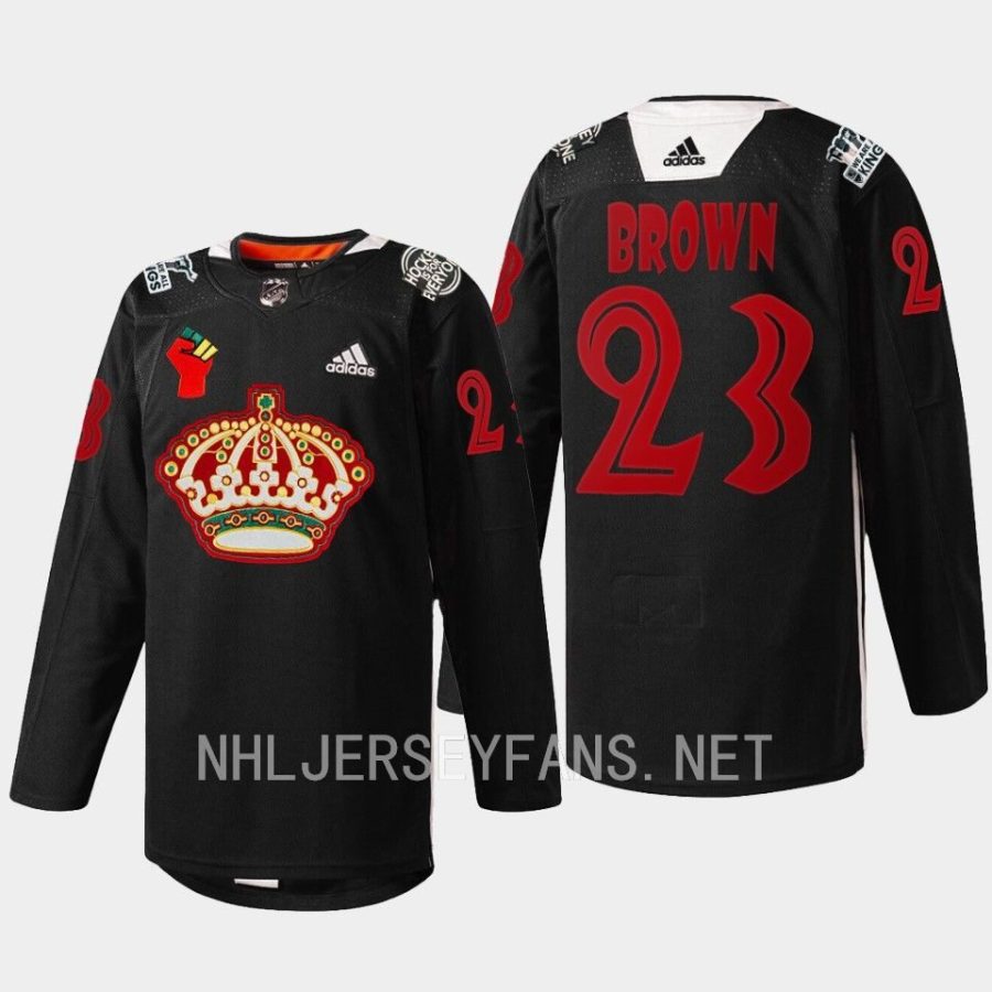 men la kings dustin brown 2023 warm up black history month black jersey