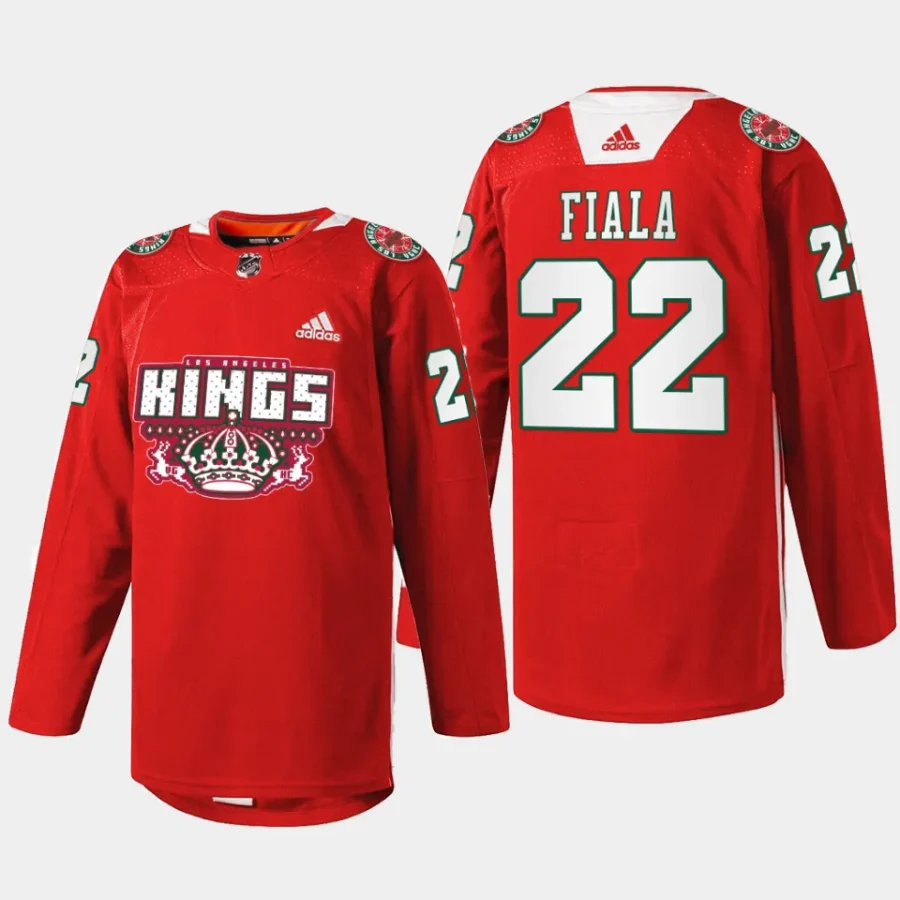 men la kings kevin fiala specialty 2023 x mas holiday red jersey