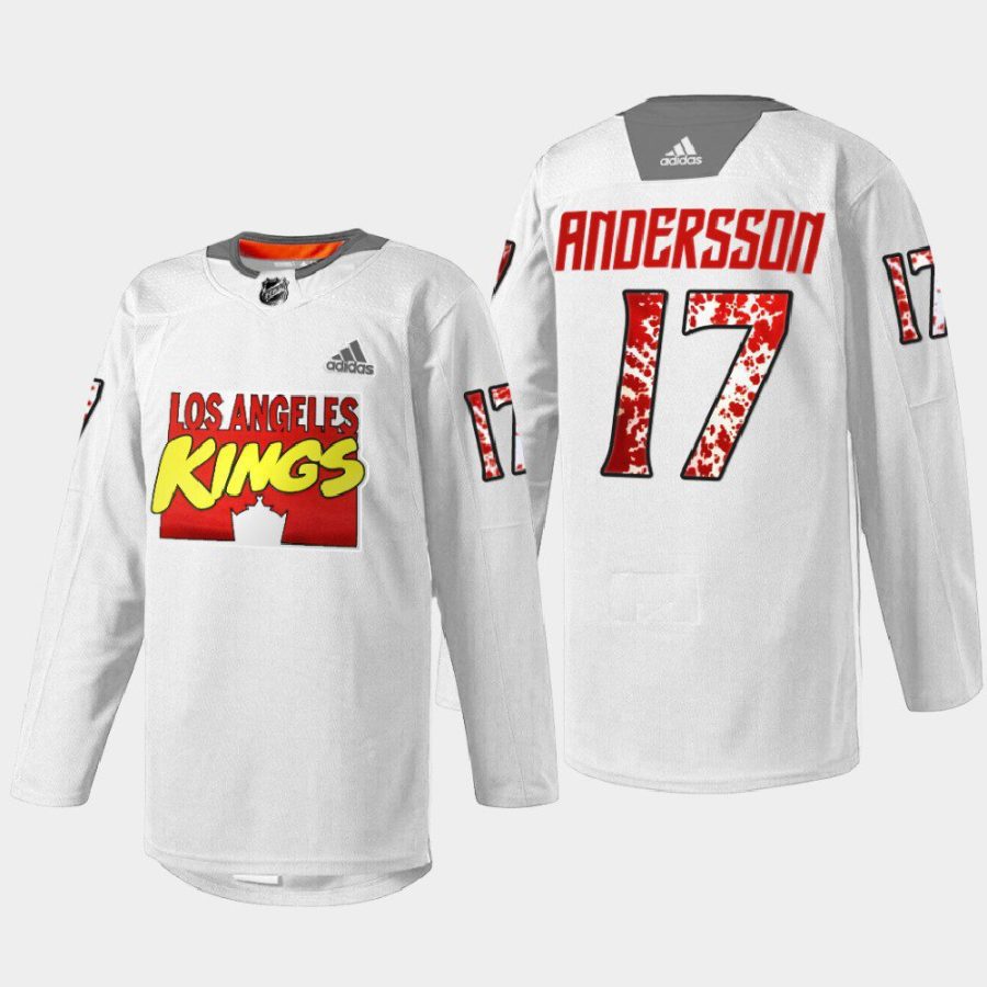 men la kings lias andersson special warmup marvel super hero night 2022 white jersey