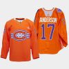 men les canadiens josh anderson warmup indigenous celebration night 2022 orange jersey