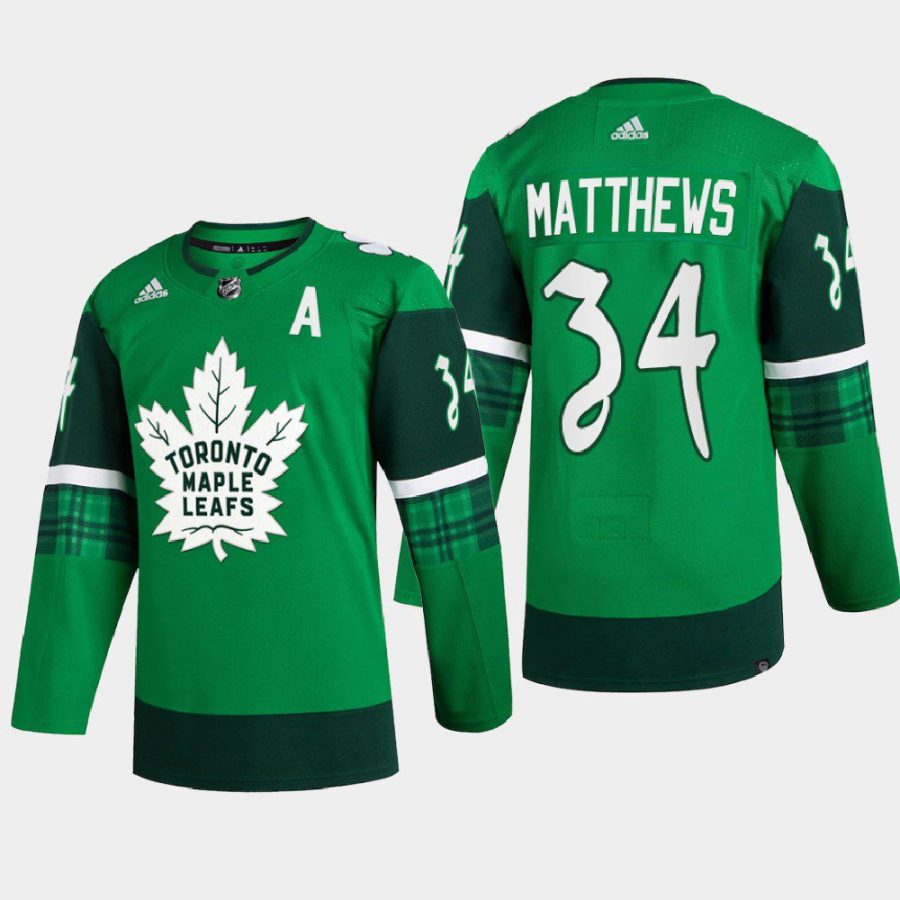 men maple leafs auston matthews 2022 warm up st. patrick green jersey