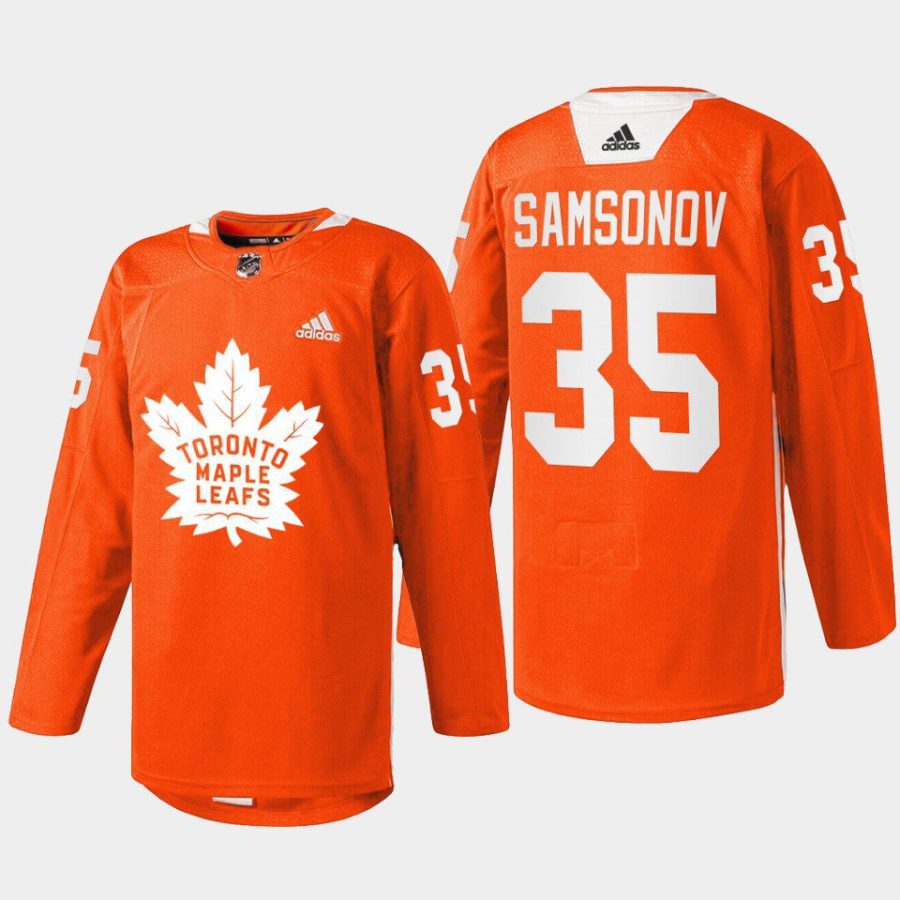 men maple leafs ilya samsonov 2022 warmup every child matters orange jersey