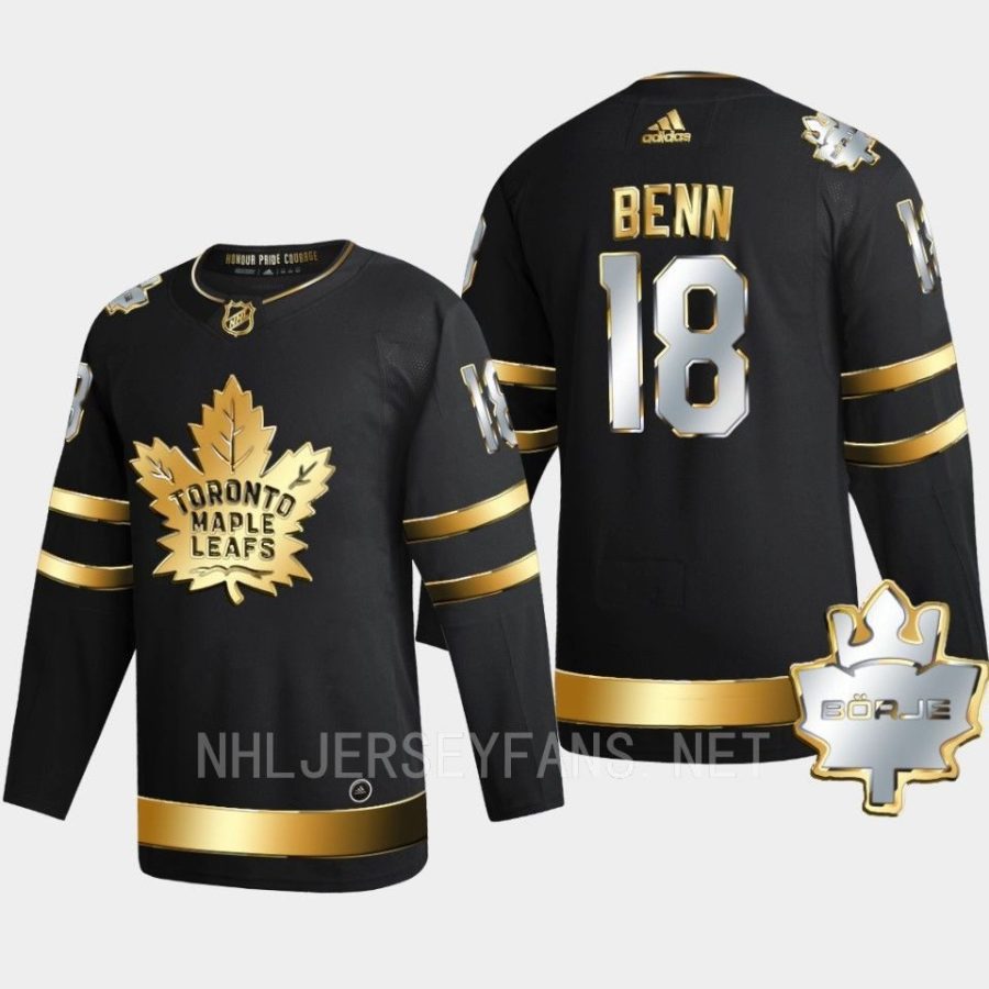 men maple leafs jordie benn 2022 golden edition the king borje patch black jersey