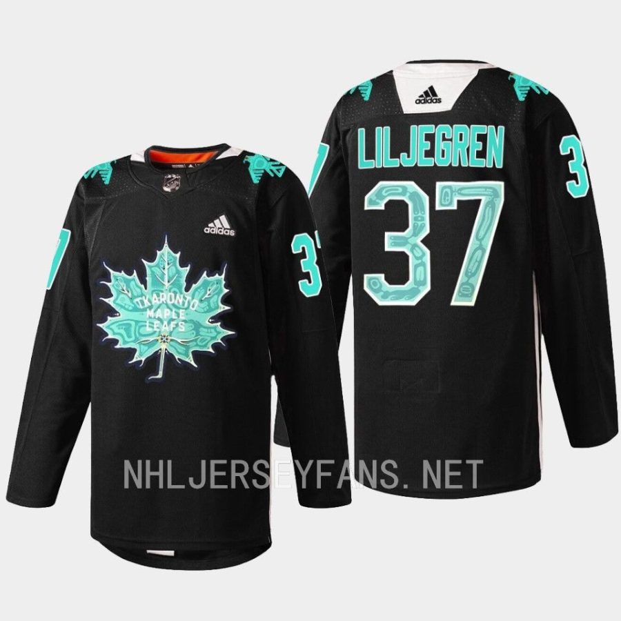 men maple leafs timothy liljegren warmup sweater indigenous celebration game 2023 black jersey