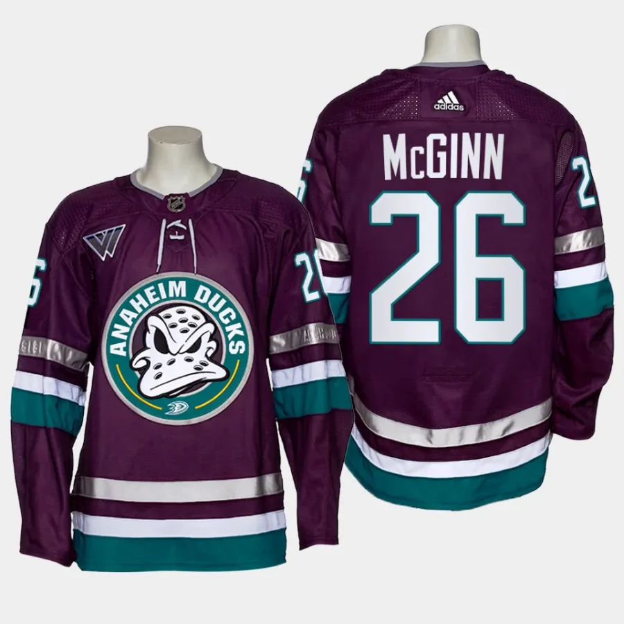 men mighty ducks brock mcginn 2023 24 third authentic 30th anniversary purple jersey