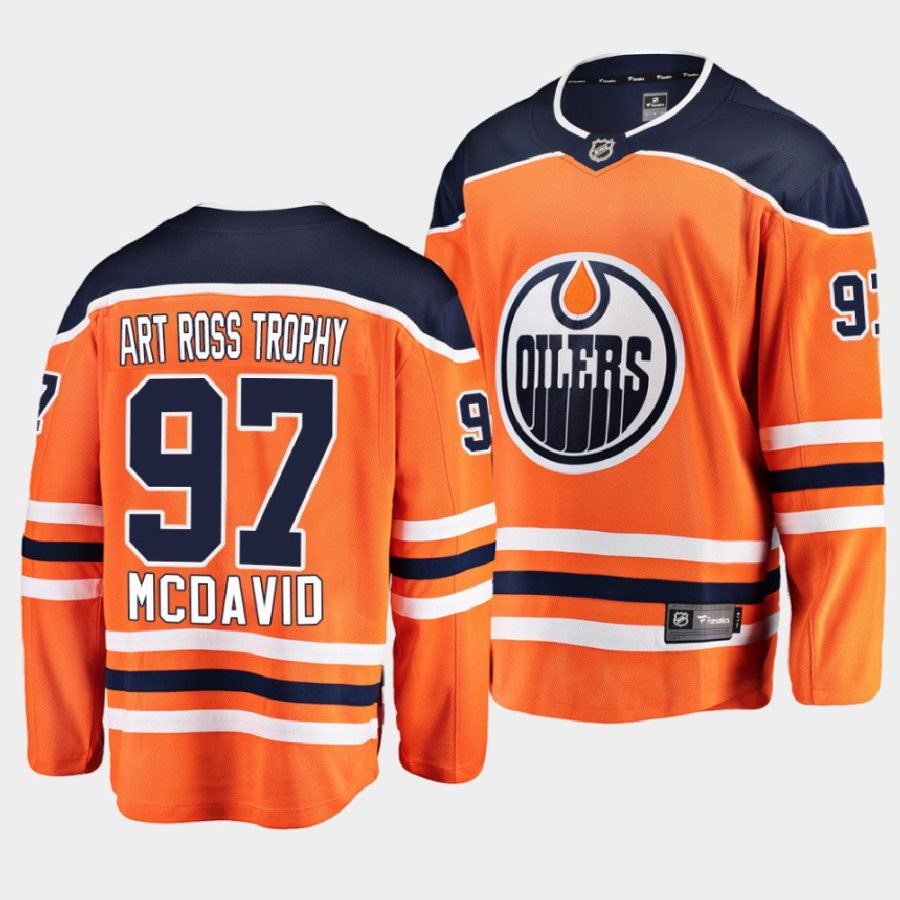 men oilers connor mcdavid awards edition art ross trophy orange jersey