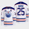 men oilers darnell nurse 2022 away lee ryan hall of fame patch white jersey