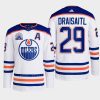 men oilers leon draisaitl 2022 away lee ryan hall of fame patch white jersey