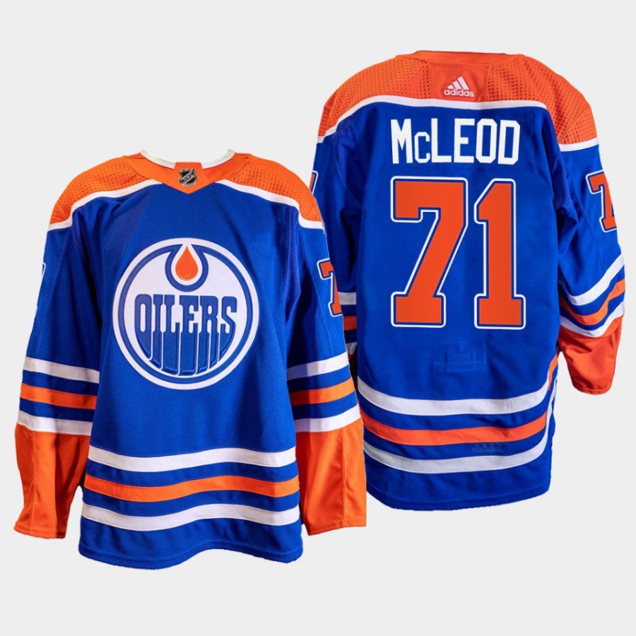 men oilers ryan mcleod 2022 23 home primegreen authentic blue jersey