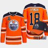 men oilers zach hyman authentic 2022 pacific conference champions orange jersey