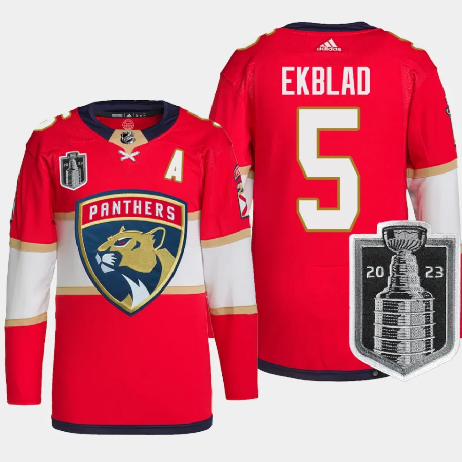 men panthers aaron ekblad authentic primegreen 2023 stanley cup final home red jersey