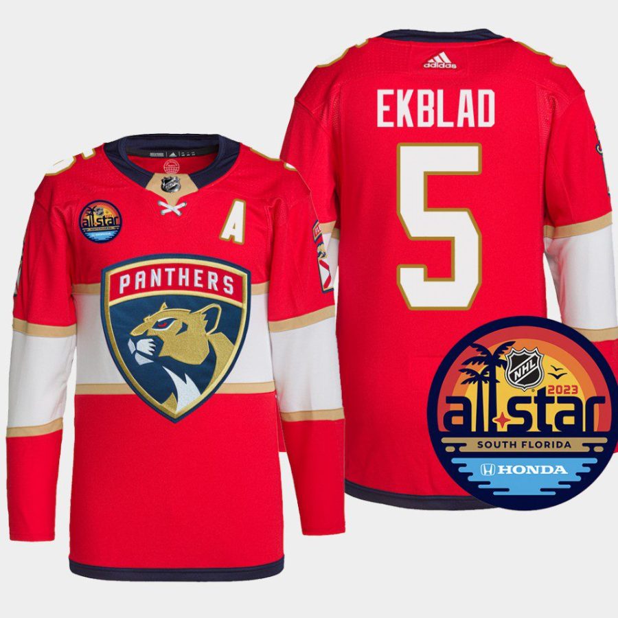 men panthers aaron ekblad authentic pro 2023 nhl all star red jersey