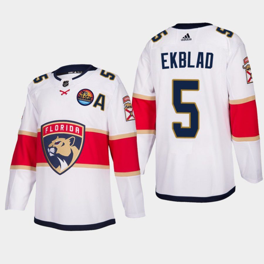 men panthers aaron ekblad away authentic 2023 all star patch white jersey