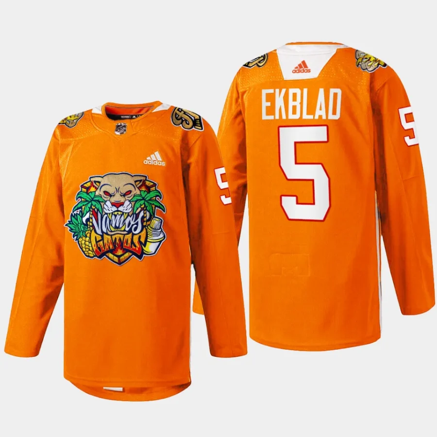 men panthers aaron ekblad specialty 2024 vamos gatos orange jersey