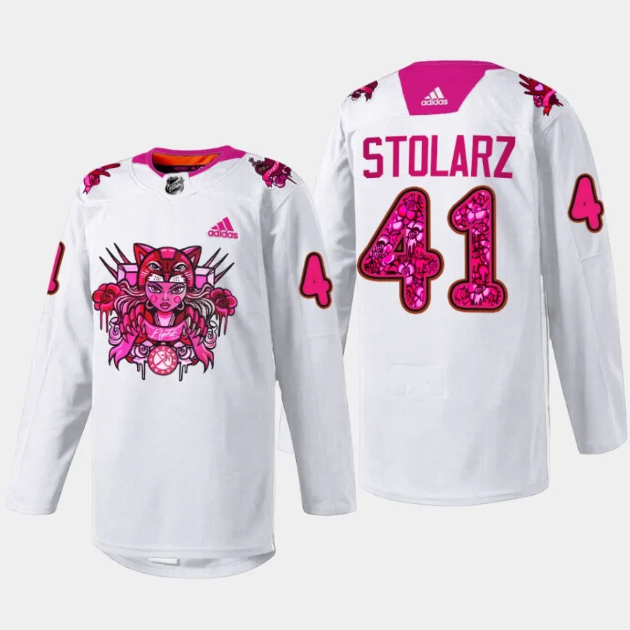 men panthers anthony stolarz 2023 limited pink in the rink white jersey