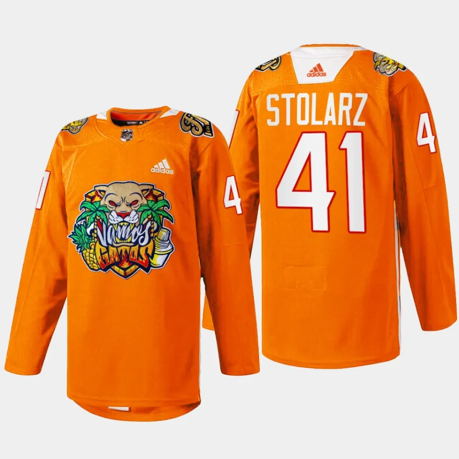 men panthers anthony stolarz specialty 2024 vamos gatos orange jersey