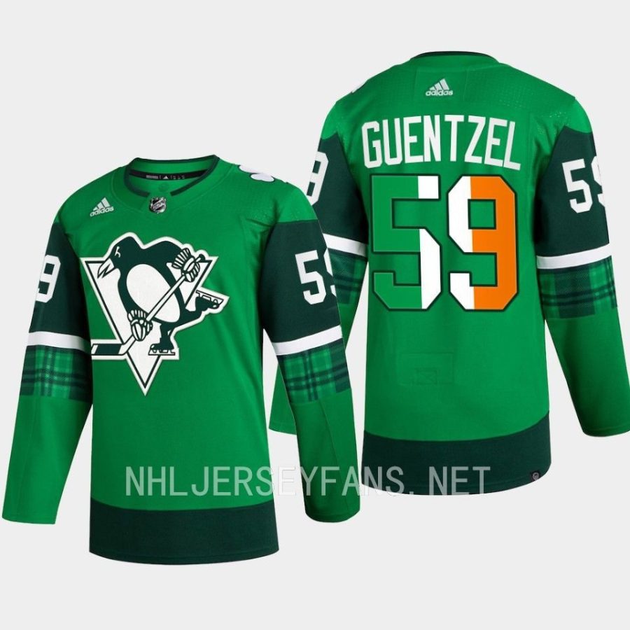 men penguins jake guentzel 2023 st. patricks day primegreen authentic jersey green