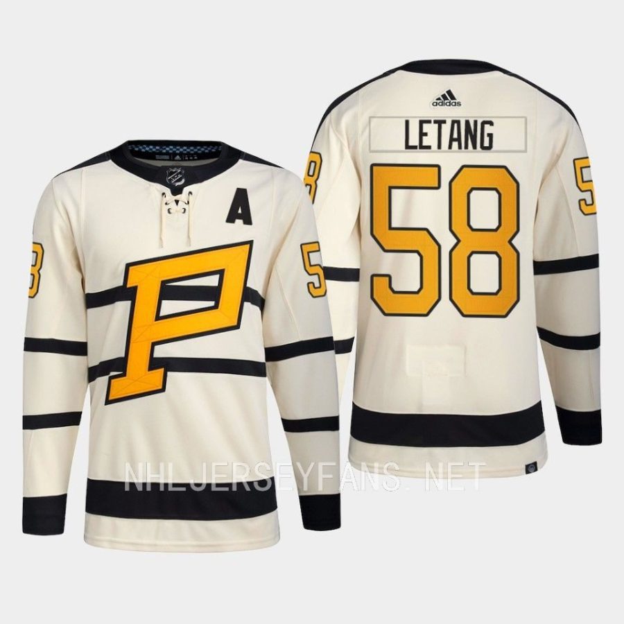 men penguins kris letang primegreen 2023 winter classic cream jersey