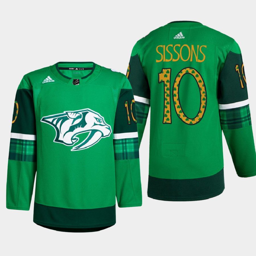 men predators colton sissons warm up st. patricks day 2022 green jersey