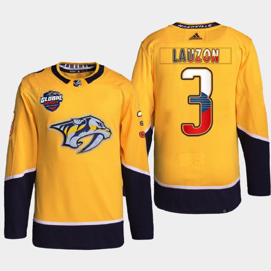 men predators jeremy lauzon czech republic challenge 2022 nhl global series gold jersey