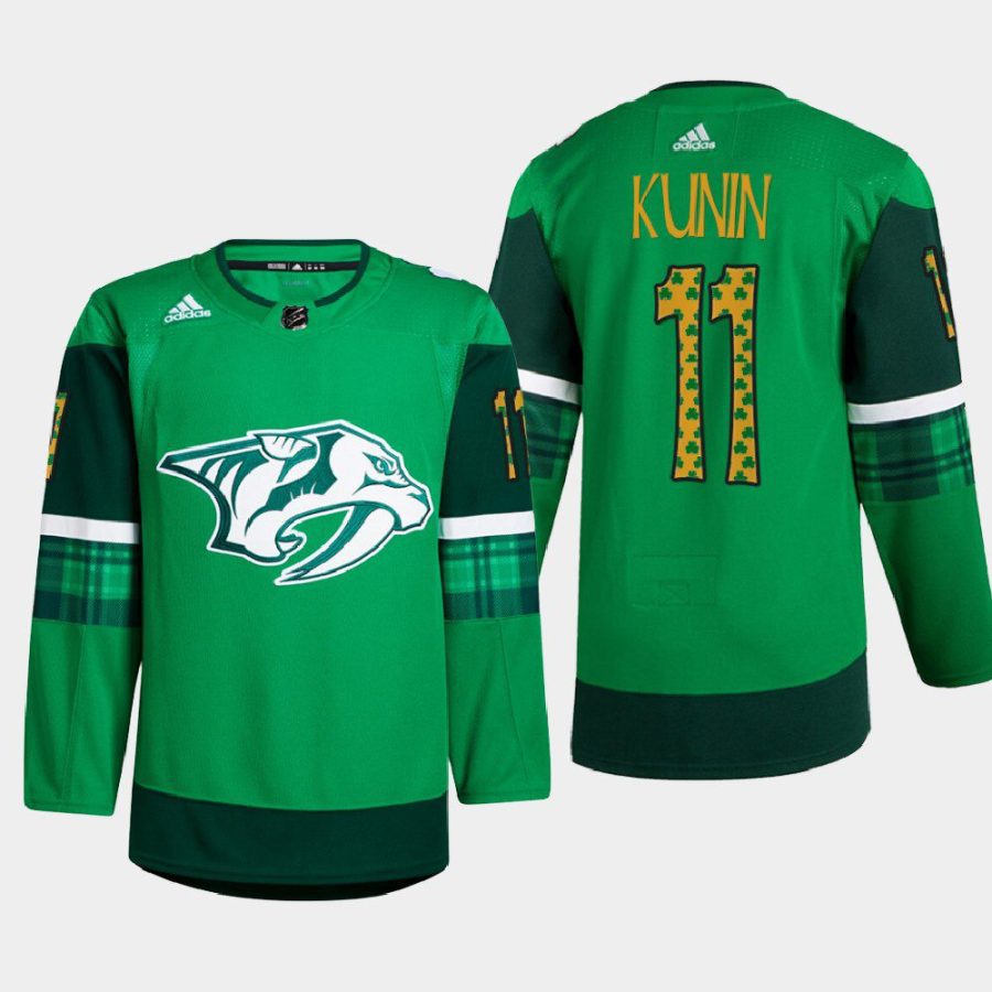 men predators luke kunin warm up st. patricks day 2022 green jersey