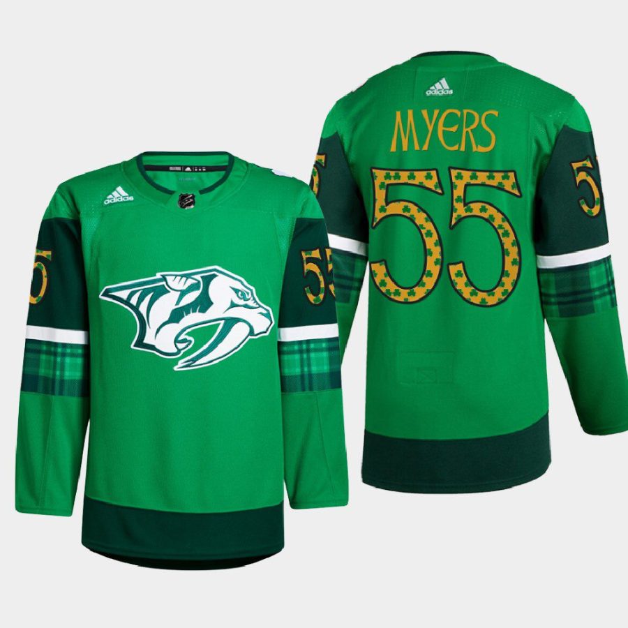 men predators philippe myers warm up st. patricks day 2022 green jersey