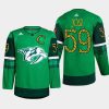 men predators roman josi warm up st. patricks day 2022 green jersey