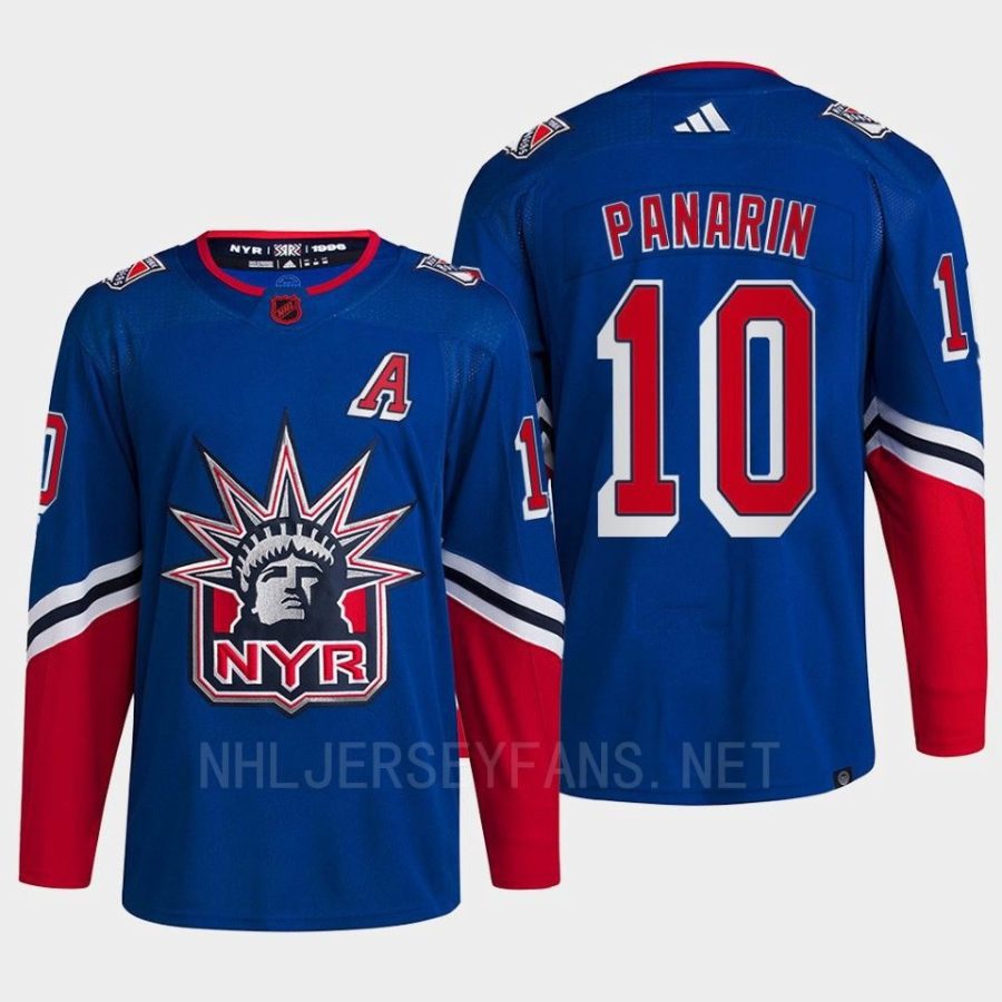 men rangers artemi panarin 2022 authentic primegreen reverse retro 2.0 blue jersey